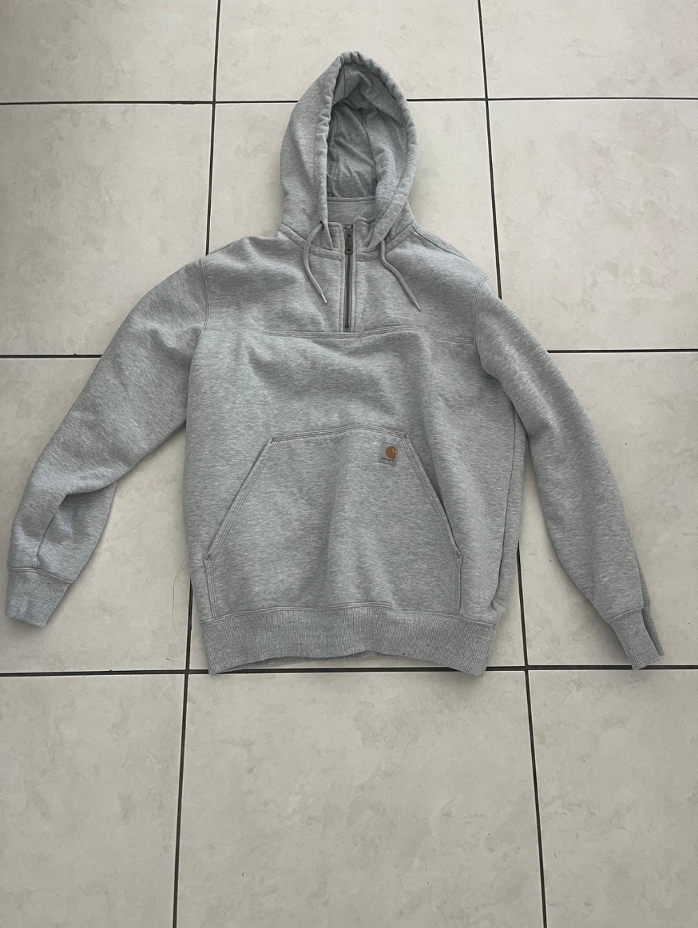 "Carhartt"  Classic Gray Hooded Pullover Sweatshirt - Men Used Like New